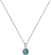 Zilveren ketting&hanger rond turquoise Bali