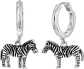 Lucardi - Zilveren oorbellen zebra