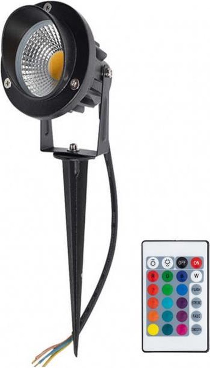 Pluche pop Reparatie mogelijk Uitdrukkelijk LED Tuinspot met grondpen 9W RGB met afstandsbediening | bol.com