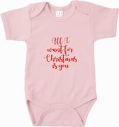 Baby rompertje All i want for christmas is you | Korte mouw 74/80 Licht roze