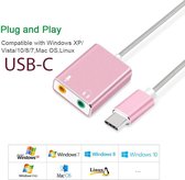 USB-C / Type-C naar Jack 3.5mm koptelefoon microfoon geluid kaart - USB C audio adapter KLEUR ROSE