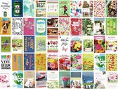 50 Cards & Crafts Luxe Felicitatie Wenskaarten - Gevouwen Verjaardagskaarten met enveloppen 12x17cm
