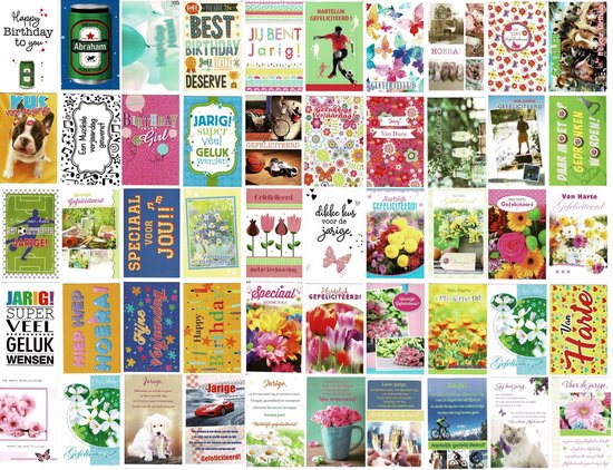 50 Cards & Crafts Luxe Felicitatie Wenskaarten - Gevouwen Verjaardagskaarten met enveloppen 12x17cm