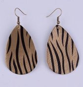 Oorhangers - Handgemaakt Leer - Goudkleurige zebra print