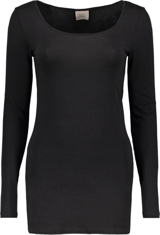 Vero Moda T-shirt Vmmaxi My Ls Soft Long U-neck Noos 10152908 Black Dames Maat - XS