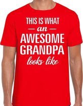 Awesome Grandpa / opa cadeau t-shirt rood heren - Vaderdag S