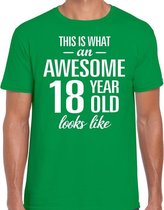 Awesome 18 year / 18 jaar cadeau t-shirt groen heren S
