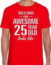 Awesome 25 year / 25 jaar cadeau t-shirt rood heren M