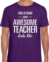 Awesome Teacher cadeau meesterdag t-shirt paars heren 2XL