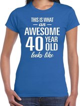 Awesome 40 year / 40 jaar cadeau t-shirt blauw dames M