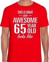 Awesome 65 year / 65 jaar cadeau t-shirt rood heren S