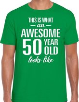 Awesome 50 year / 50 jaar cadeau t-shirt groen heren L