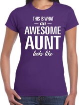Awesome aunt / tante cadeau t-shirt paars dames XS