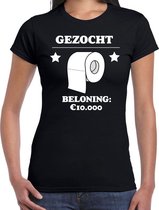 Gezocht WC papier beloning 10.000 euro tekst t-shirt zwart dames XL