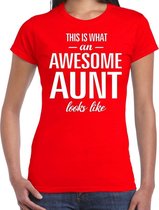 Awesome aunt / tante cadeau t-shirt rood dames XS