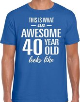 Awesome 40 year / 40 jaar cadeau t-shirt blauw heren XL