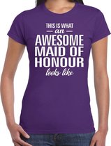 Awesome maid of honour/getuige cadeau t-shirt paars dames XS