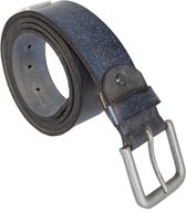 Heren Riem Jeansblauw Italiaans Leer - 4 cm Brede Casual Leren Dames Riem Of Heren Riem - Maat 135 cm (Taillemaat tot 120 cm)