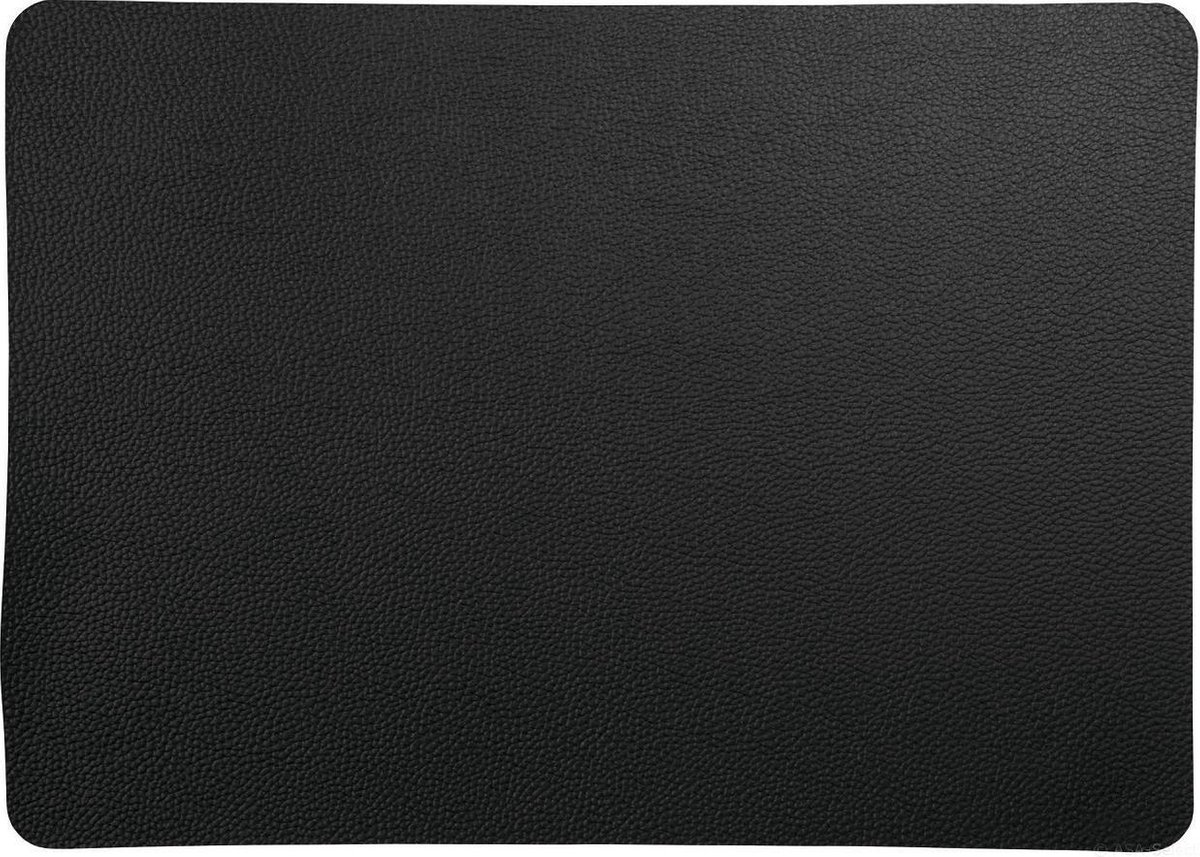 ASA Placemat - 6 stuks - vegan leather / imitatieleer - 33x46cm - rough black
