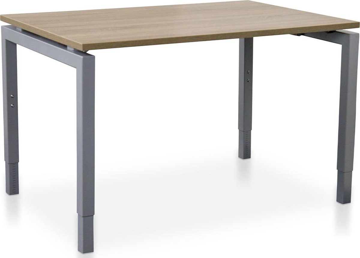 Rechthoek bureau instelbaar | Start Nevada | 120 x 80 cm | Frame aluminium - blad midden eiken