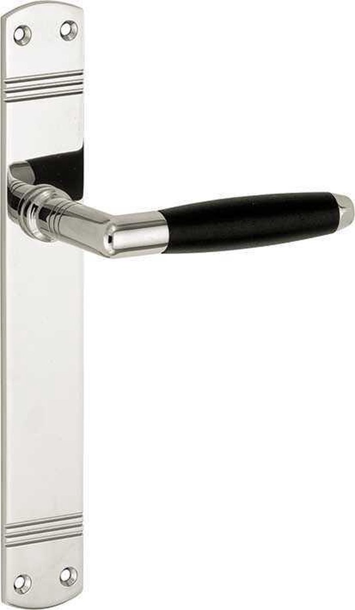 Deurkruk op schild Ton ebben/Art-deco blind glans nikkel