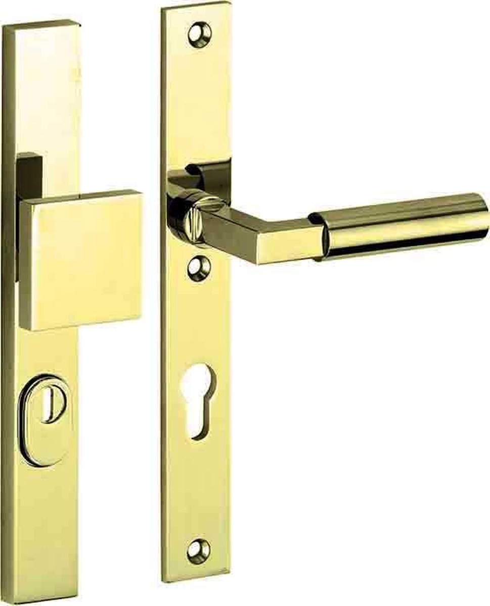 SKG3 knop/kruk op smal schild rechts Bauhaus m/ KTB messing ongelakt