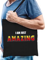 I am just amazing katoenen tas zwart - tasje / shopper voor heren