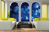 Sky Blue Moon Pillars Arches Photo Wallcovering