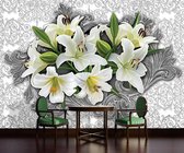 Lilies Flowers Pattern Photo Wallcovering