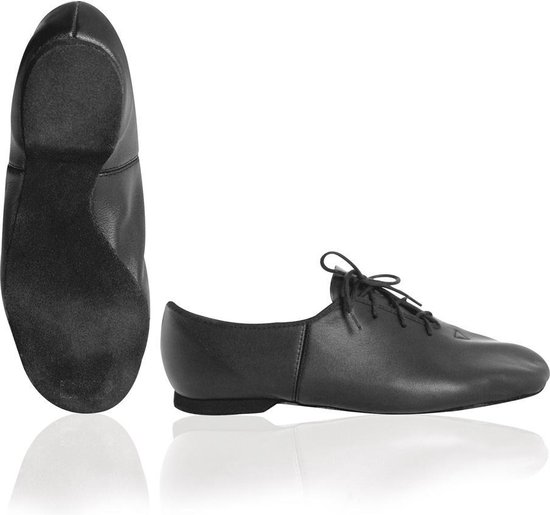 Chaussures Jazz Papillon Cuir Noir - Chaussures De Danse Plates Salsa - Semelle Pleine - Taille 38,5