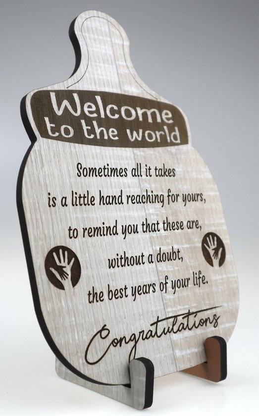 Carte en bois - Félicitations Naissance - Accessoires bébé