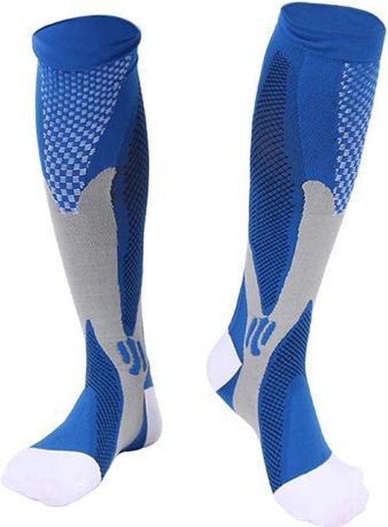 Chaussettes de compression pour la course et le voyage bleu hommes taille L-XL (42-46)