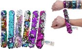 Klaparmbanden kinderen - Pailletten - Armbandjes voor meisjes - 22 x 3 cm - 6 stuks