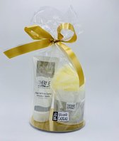 Cadeau voor vrouw Therme geschenkset douchegel Zen white Lotus Therme body butter Zen white Lotus douchespons - Geschenkset vrouwen - verjaardag - 3 producten