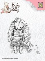 CSBC001 Clear Stamps Baby Cuddles Princess Rabbit - Nellie Snellen stempel - meisje met knuffel - geboorte