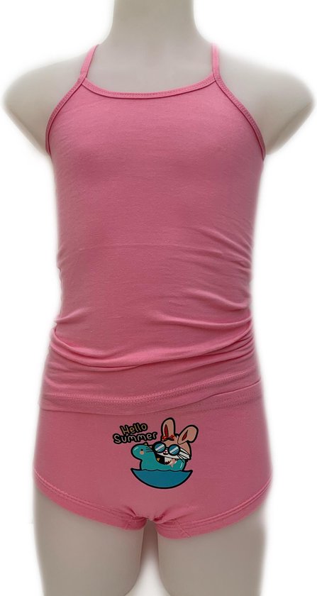 Slip fille 2 pièces Embrator avec imprimé rose taille 104/110