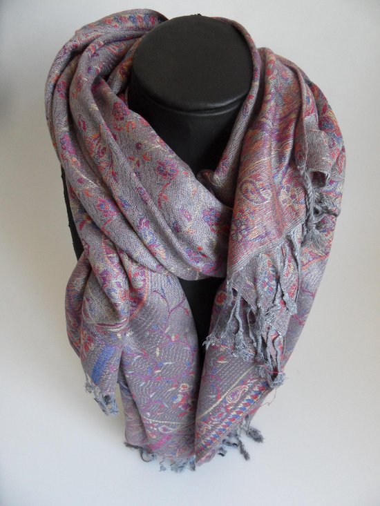 Mooie hippe sjaal bloemen lengte 180 cm breedte 70 cm kleuren paars roze  blauw grijs... | bol.com