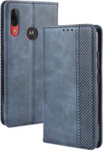 Vintage Book Case - Motorola Moto E6 Plus Hoesje - Blauw