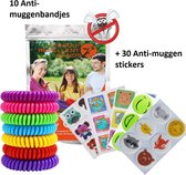 10 x Anti Muggen Armbandjes inclusief 30 x Anti Muggen Stickers - muggenbescherming - citronella