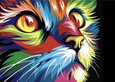 Happy Painter Diamond Painting volwassenen - Kleurig Kattenhoofd - 40x30 cm - hobby en creatief volwassenen - diamond painting en accessoires
