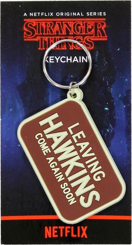 Netflix Stranger Things Leaving Hawkins porte-clés en caoutchouc rouge