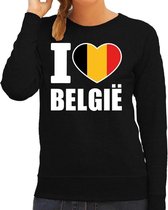 I love Belgie supporter sweater / trui voor dames - zwart - Belgie landen truien - Belgische fan kleding dames XS