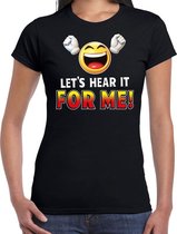 Funny emoticon t-shirt lets hear it for me zwart voor dames 2XL