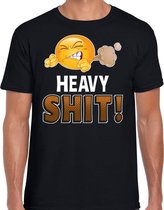Funny emoticon t-shirt heavy shit zwart voor heren XL
