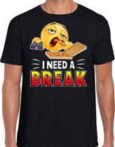 Funny emoticon t-shirt I need a break zwart voor heren M