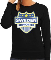 Zweden / Sweden schild supporter sweater zwart voor dames 2XL