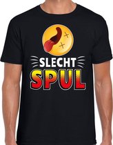 Funny emoticon t-shirt slecht spul zwart voor heren L