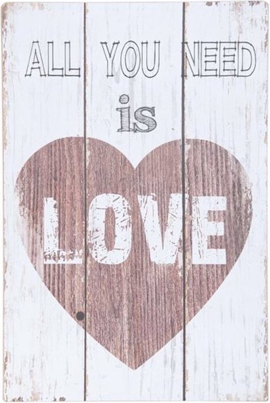 Tekstbord hout all you need is love | 5H0154 | Clayre & Eef