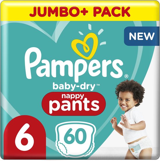 Pampers Baby-Dry Pants - Maat 6 (15kg+) - 60 Luierbroekjes - Jumbo+ Pack |  bol.com