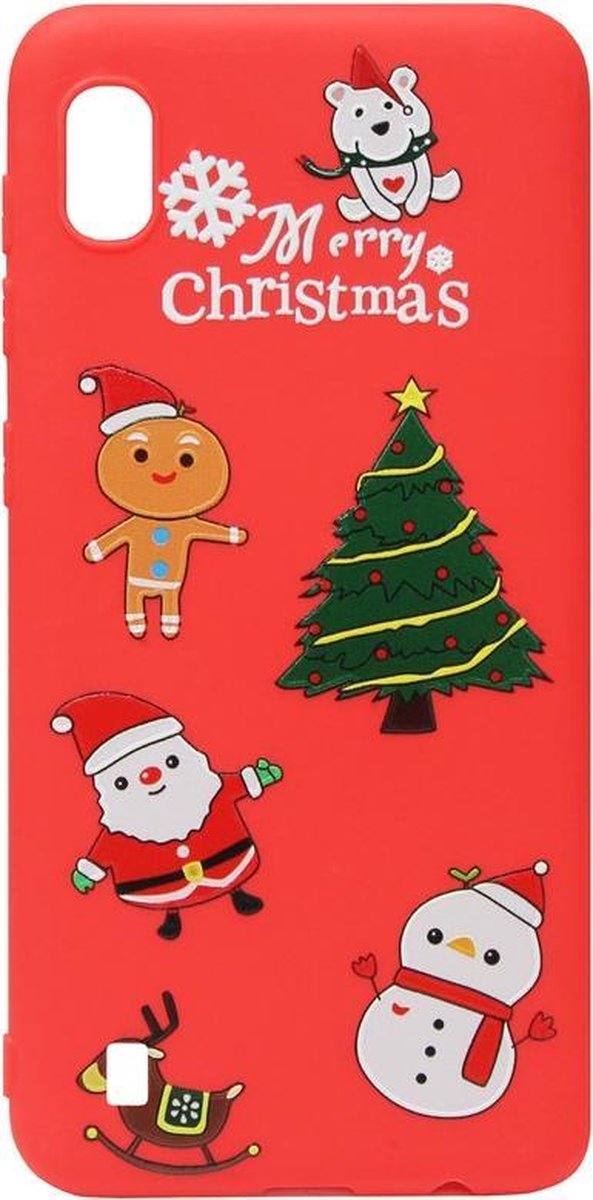 ADEL Siliconen Back Cover Softcase Hoesje Geschikt voor Samsung Galaxy A10/ M10 - Kerstmis Boom Sneeuwpop Kerstman